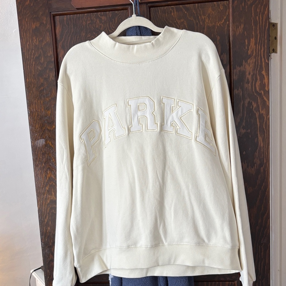NWOT Parke Cream L/XL Sweatshirt and good condition used Grey Parke Mockneck